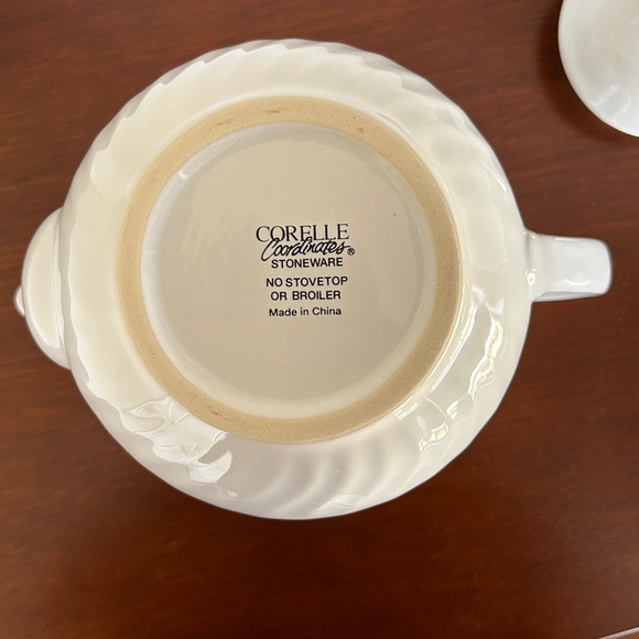 Corelle Coordinates Stoneware White Swirl Teapot Enhancements Pattern - Picture 9 of 16